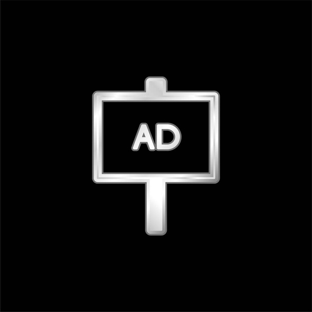 Affiche AD icône métallique argentée - Vecteur, image