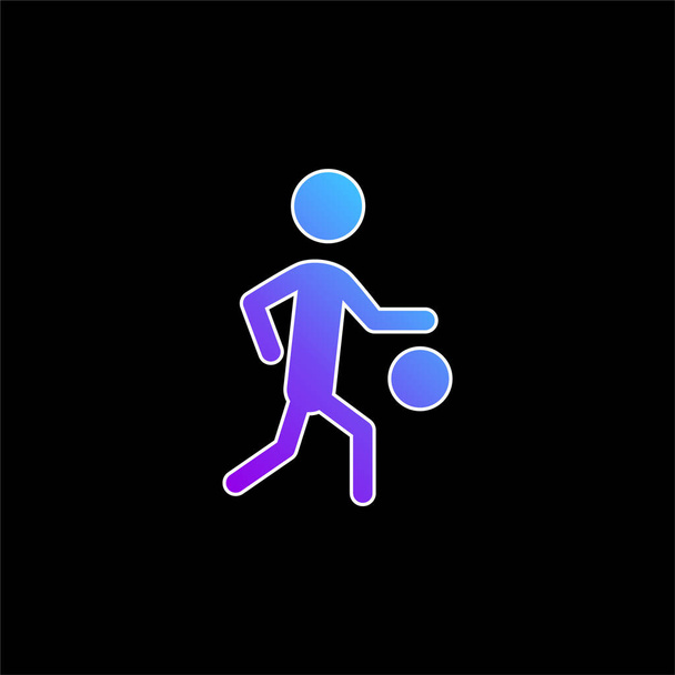 Baloncesto jugador silueta con la bola azul gradiente icono del vector - Vector, Imagen