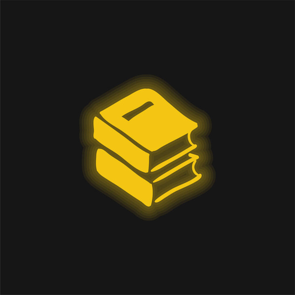 Libros amarillo brillante icono de neón - Vector, Imagen