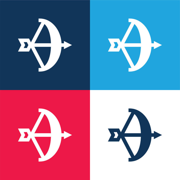 Bow bleu et rouge ensemble d'icônes minimales quatre couleurs - Vecteur, image