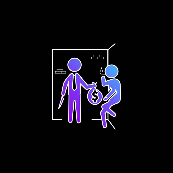 Armed Criminals With Money Bag blue gradient vector icon - Vector, Image