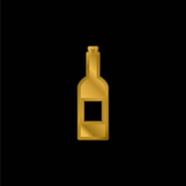 Botella de vino chapado en oro icono metálico o logo vector - Vector, imagen