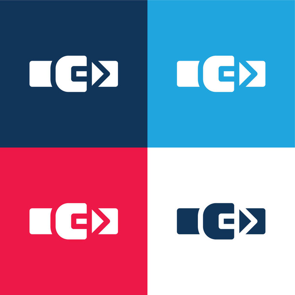 Pasek niebieski i czerwony zestaw czterech kolorów minimalny zestaw ikon - Wektor, obraz