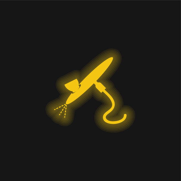Airbrush Maalaus työkalu keltainen hehkuva neon kuvake - Vektori, kuva
