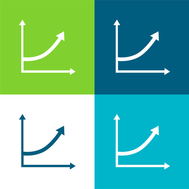 Linha de seta ascendente Gráfico Plano quatro cores conjunto de ícones mínimos - Vetor, Imagem