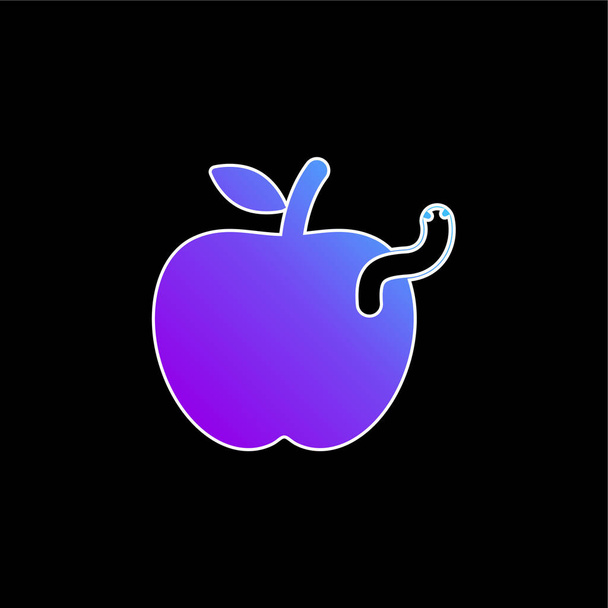 Apple With Worm blue gradient vector icon - Vector, Image