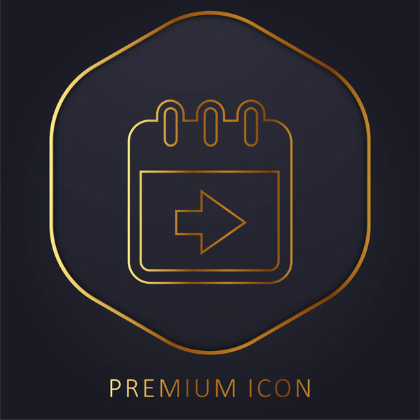 Előzetes naptár Oldal gomb jobb nyíl arany vonal prémium logó vagy ikon - Vektor, kép