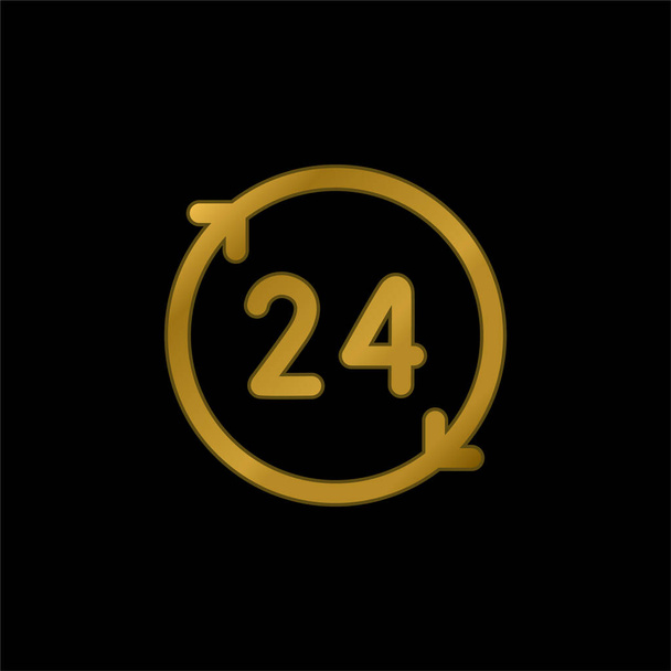 24 часа позолоченный металлический значок или вектор логотипа - Вектор,изображение