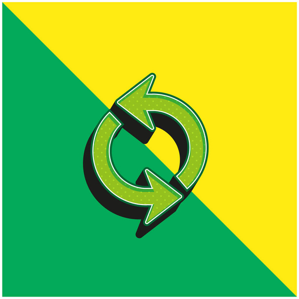 Šipky Kruh Zelená a žlutá moderní 3D vektorové logo ikony - Vektor, obrázek