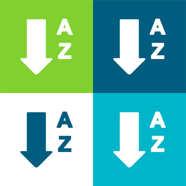 Ordem alfabética de A a Z Flat quatro cores conjunto de ícones mínimos - Vetor, Imagem