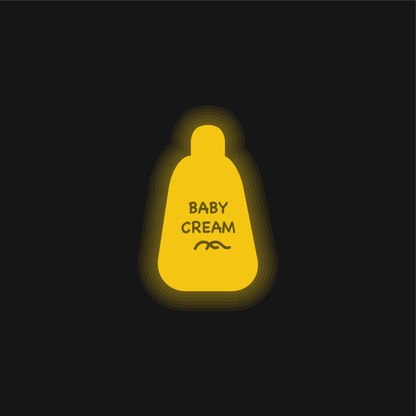 Bebê Creme garrafa amarelo brilhante ícone de néon - Vetor, Imagem