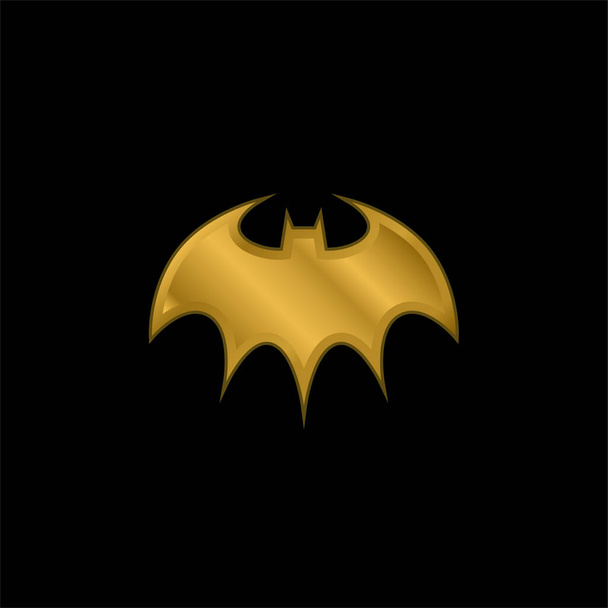Bat Halloween gold plated metalic icon or logo vector - Vector, Image
