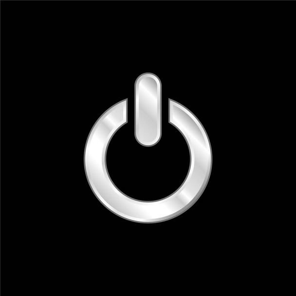 Großer Power-Knopf versilbert metallisches Symbol - Vektor, Bild