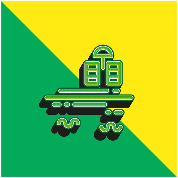 Strand Groen en geel modern 3D vector icoon logo - Vector, afbeelding