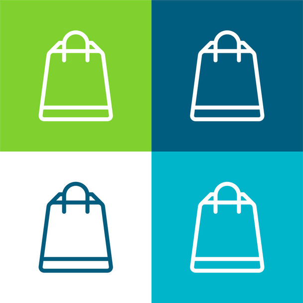 Bag Flat vier Farben minimales Symbol-Set - Vektor, Bild