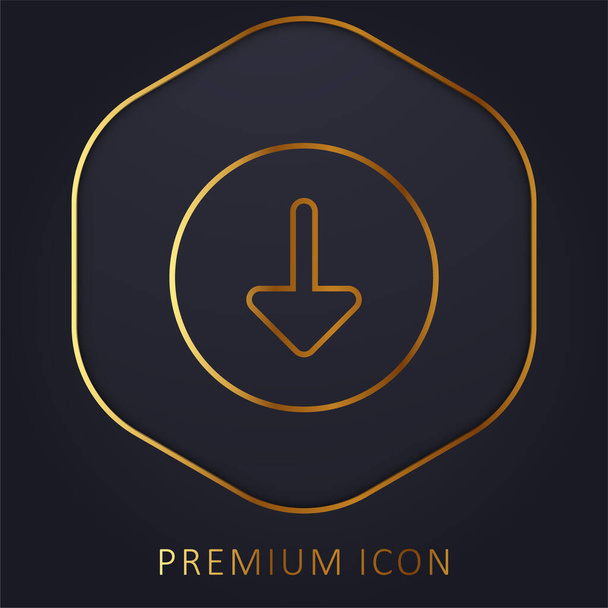 Flecha Abajo línea dorada logotipo premium o icono - Vector, imagen