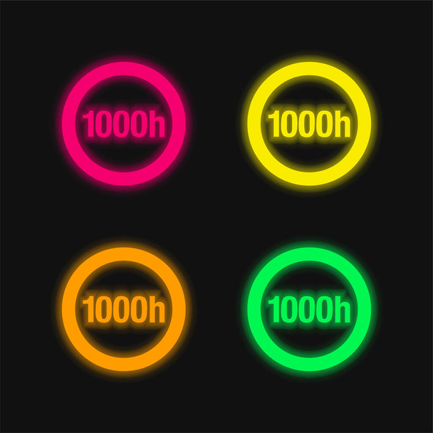 1000h Circular Label Lamp Indicator quattro colori luminosi icona vettoriale al neon - Vettoriali, immagini