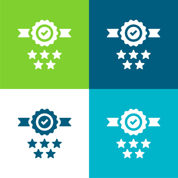 Badge Ensemble d'icônes minimal plat quatre couleurs - Vecteur, image