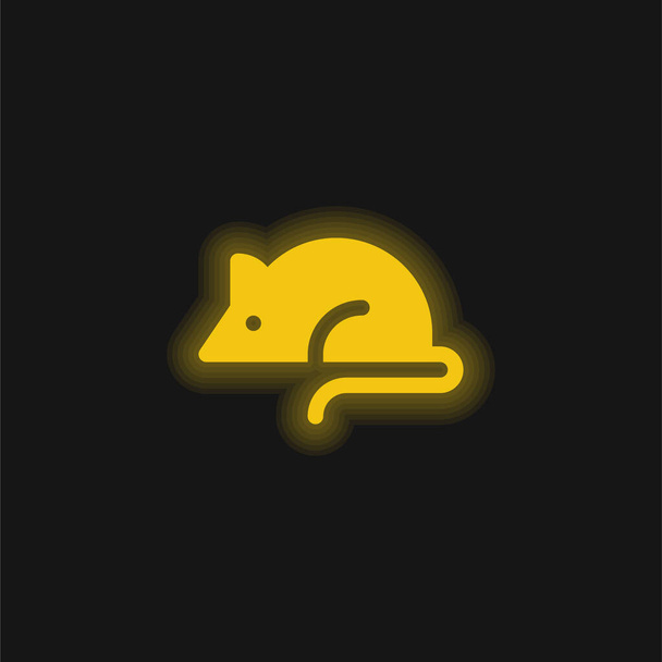動物実験黄色の輝くネオンアイコン - ベクター画像