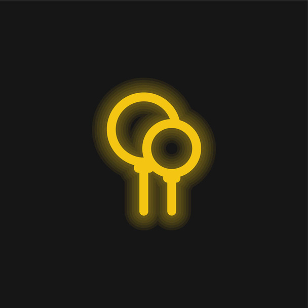 Balloon Party yellow glowing neon icon - Vector, Image