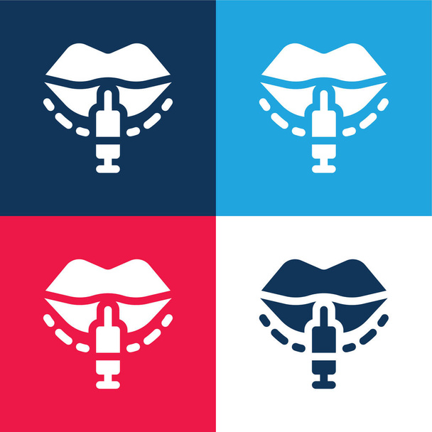 Botox blue and red four color minimal icon set - Vector, Image