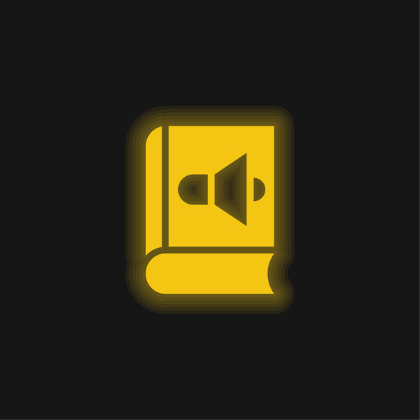 Audioboek geel gloeiend neon pictogram - Vector, afbeelding