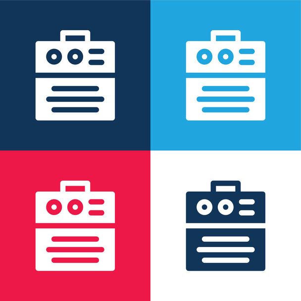 Amplificador azul e vermelho conjunto de ícone mínimo de quatro cores - Vetor, Imagem