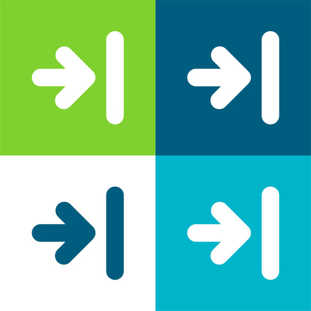 Flecha a la última pista plana de cuatro colores mínimo icono conjunto - Vector, Imagen