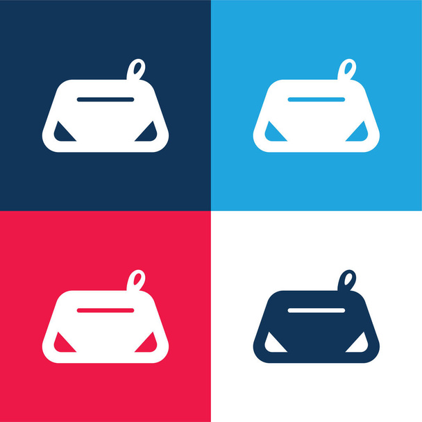 Beautician blue and red four color minimal icon set - Vector, Image