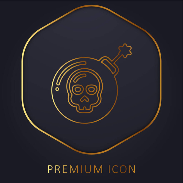 Bomb golden line premium logo or icon - Vector, Image