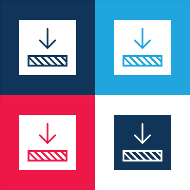 配置青と赤の4色の最小アイコンセット - ベクター画像