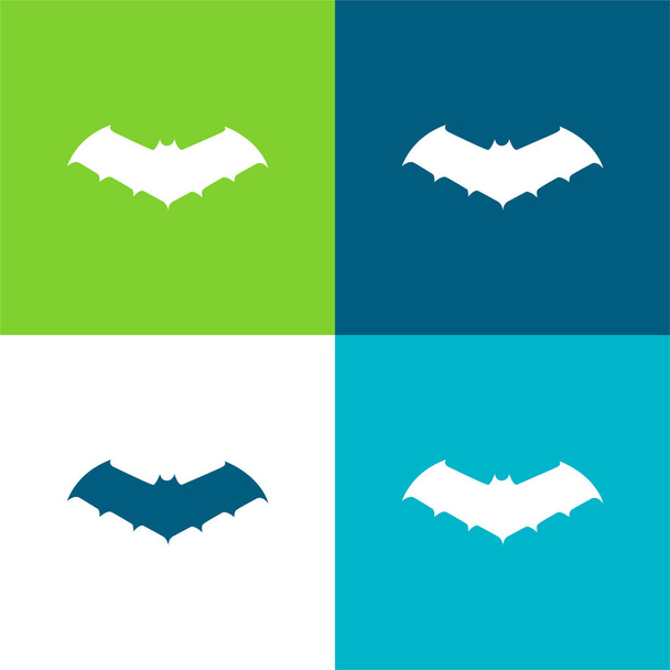 Murciélago en tamaño mediano variante silueta plana de cuatro colores mínimo icono conjunto - Vector, Imagen