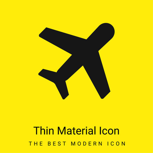 Aeroplane minimal bright yellow material icon - Vector, Image