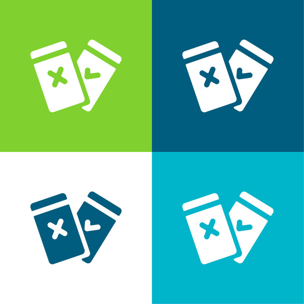 Amonestación Plano conjunto de iconos mínimo de cuatro colores - Vector, imagen