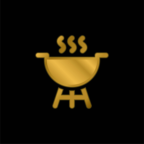 Barbecue oro placcato icona metallica o logo vettoriale - Vettoriali, immagini