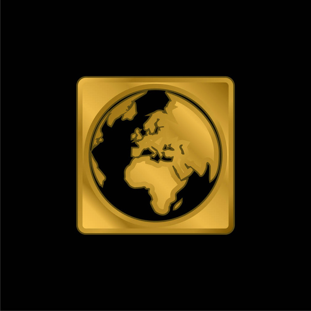 Asmallworld Logo chapado en oro icono metálico o logo vector - Vector, imagen