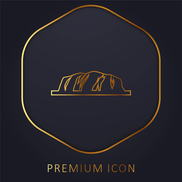 Ayers Rock Złota linia logo premium lub ikona - Wektor, obraz