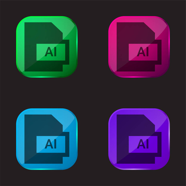 AI vier kleuren glazen knop pictogram - Vector, afbeelding