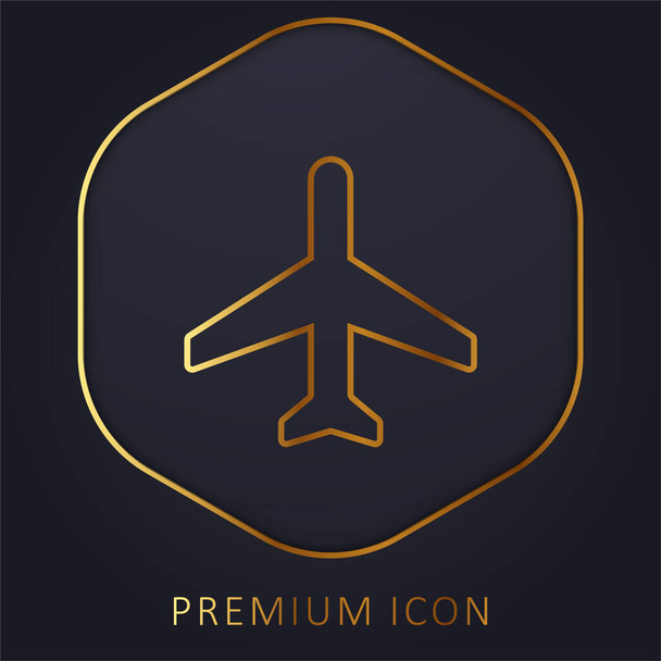 Mode avion ligne dorée logo premium ou icône - Vecteur, image