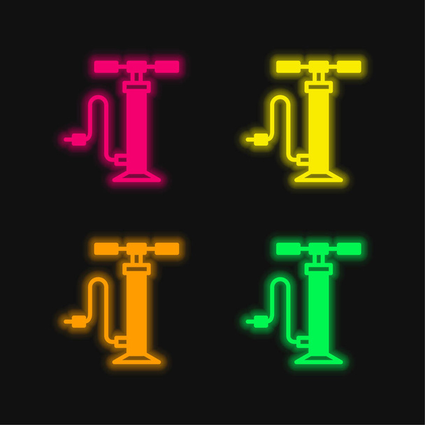 エアポンプ4色の輝くネオンベクトルアイコン - ベクター画像