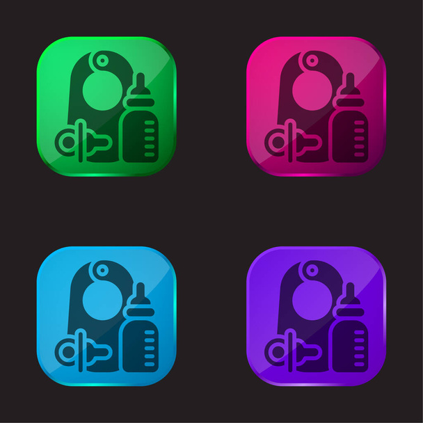 Baby Προϊόντα τέσσερις εικονίδιο κουμπί γυαλί χρώμα - Διάνυσμα, εικόνα