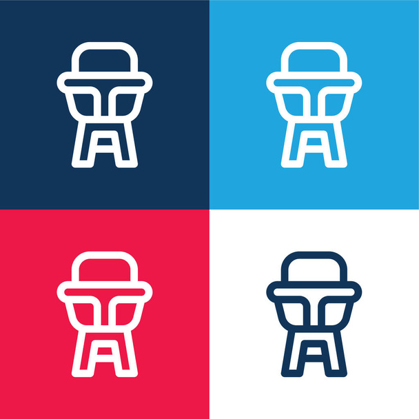 Baby Chair blue and red four color minimal icon set - Vector, Image