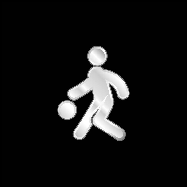Μπάσκετ Player επάργυρο μεταλλικό εικονίδιο - Διάνυσμα, εικόνα