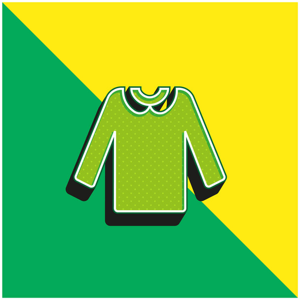 блузка зеленый и желтый современный 3D логотип векторной иконки - Вектор,изображение