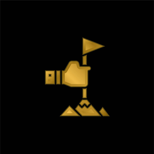 Conquista banhado a ouro ícone metálico ou vetor logotipo - Vetor, Imagem