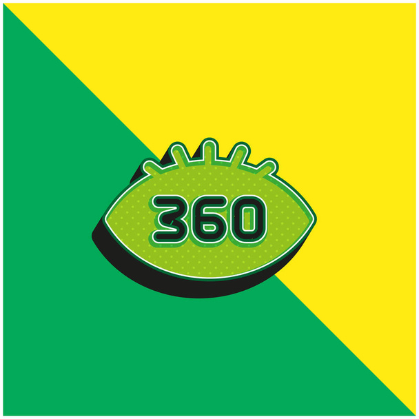 360 Derece Yeşil ve Sarı Modern 3D vektör simgesi logosu - Vektör, Görsel