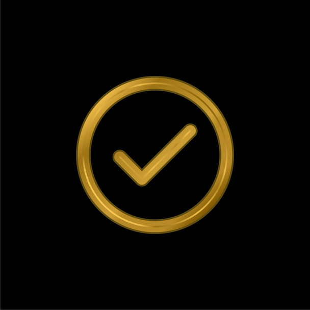 Aceptar Botón Circular Esquema chapado en oro icono metálico o logo vector - Vector, Imagen