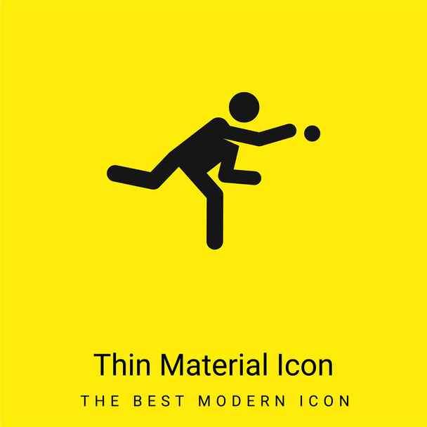 Jugador de béisbol mínimo icono de material amarillo brillante - Vector, imagen