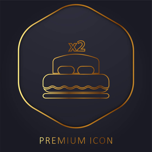 Cama para dos línea de oro logotipo premium o icono - Vector, Imagen