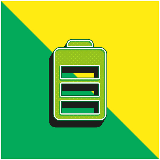 バッテリーの状態緑と黄色の現代的な3Dベクトルアイコンのロゴ - ベクター画像